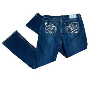 Hydraulic Dark Blue Bootcut Jeans with Embroidered Back Pockets